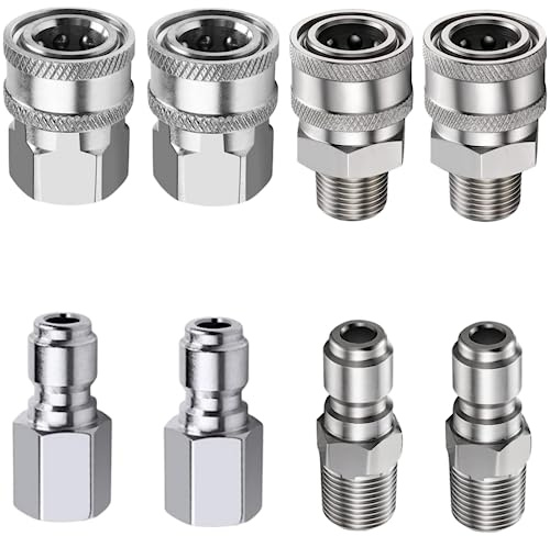 Pressure washer quick connect fittings,NPT 3/8 inch spray gun Quick disconnect kit,for hose,water pump,ball valve,telescoping wand,surface cleaner,Attachment(Two sets of internal and external threads)