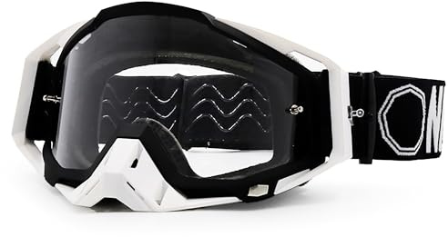 NONAGON BRAND Gafas de Moto, Motocross, Enduro, Trial, Ciclismo Montaña, MTB, DH, ATV, Quad, Deportes aire libre, Hombre y mujer, Lentes 100% transparentes, Antivaho
