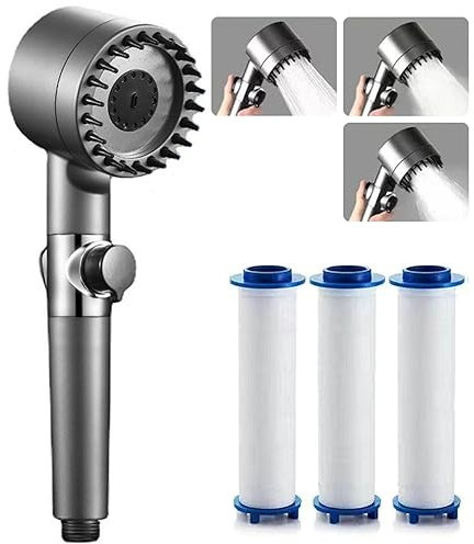 Octonyluck Duschkopf, Duschkopf Wassersparend mit 3 Strahlarte, Hochdruck Duschkopf mit Filter, Handbrause Duschbrause mit 3 Filter