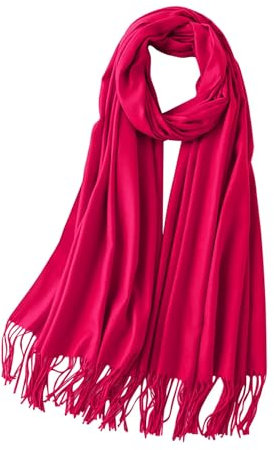 Gestreifter Schal für Damen, einfarbig, einfarbig, dick, warm, Lätzchen, Geschenk, Strickschal für Damen, hot pink, One size