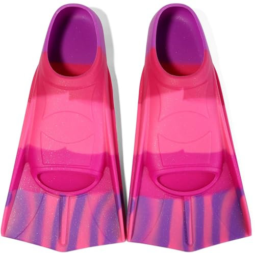 Azuunye Kinder Schwimmflossen,Kurze Flossen 100% Silikon Schwimmflossen für Training und Lap Schwimmen für Kinder Erwachsene XXS