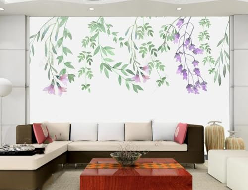 Fototapete Blumen 3D Tapeten 3D Effekt Wohnzimmer Schlafzimmer Vliestapete Einfache Handgemalte Blätter Und Blumen Natur Grau Graffiti Steinoptik Kinder Tapeten