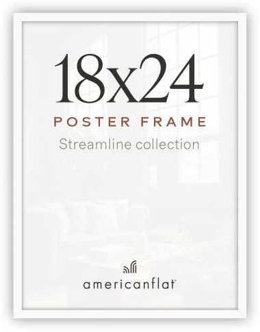 Americanflat 18x24 Poster Frame - Slim Molding - White