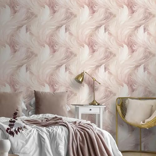 WE-Plumes Realistic Stylish Wavy Feather Blush Soft Pink Pastel Wallpaper - 217504