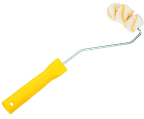 KOMBIUDA 3-Wheel Curved Pipe Paint Roller Brush Handle, Medium Pile Mini Paint Roller for Smooth Pipe and Corner Painting, Painter Refill Brush for Tube Surfaces