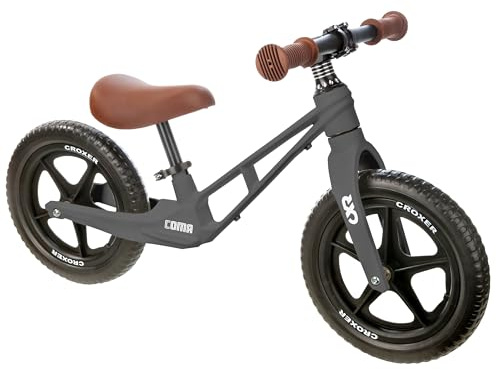 Croxer Kinderlaufrad Lauflernrad für Kinder, Jungen und Mädchen |Ultraleicht | höhenverstellbar | 12 Zoll | Gummigriffe (Coma Grey ohne Handbremse)