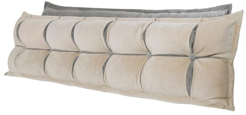 Rückenkissen 200 cm Bett 2 Schichten, Lesekissen für Bett Und Sofa, 8.5 kg Verdicken Bettkissen Rückenlehne Pp-Baumwolle mit Hoher Dichte für Männer und Frauen Beige