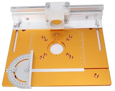 Fresatrice Multifunzionale per la Lavorazione del Legno e Rifilatrice dei Bordi con Banco di Lavoro Regolabile, Pannello Giallo, Calibro Angolare e Supporto - Ideale per la