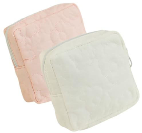 Healvian 2stücke Tragbare Damen Perioden Tasche Adorable Tampon Aufbewahrungstasche Für Hygieneartikel Kompakt Und Vielseitig Für Schule Büro Und Unterwegs Rosa Beige