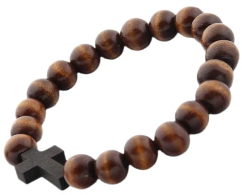 BESPORTBLE Holzperlen Armband Mit Kreuz-anhänger Verstellbare Handgelenk-kette Für Damen Und Herren Leicht Und Praktisch Für Jeden Anlass Zur Feierlichkeiten