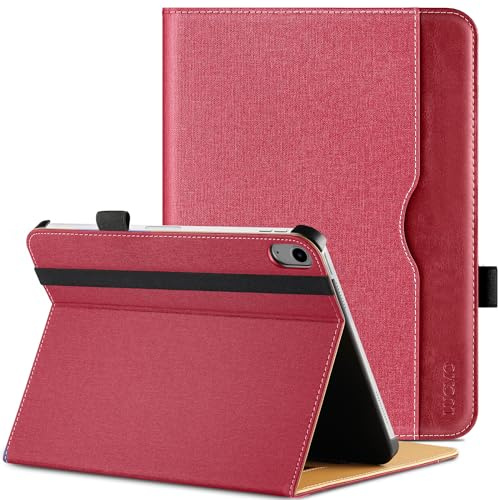 LUCMO Hülle für iPad A16 11. Generation 11/ipad 10. Generation 10,9 | PU Leder Schutzhülle mit Ständer, Kartensteckplatz Tablet Hülle ipad 2025 2022 - Wassermelonenrot