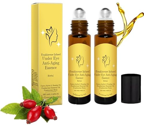 Aceite de ricino orgánico Roll On para los ojos, rodillo debajo de los ojos para ojeras, arrugas hinchadas, blanqueamiento de la piel, revitalización, cuidado de los ojos antienvejecimiento, no graso