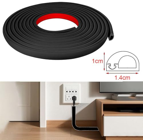 Mini Kabelkanal Schwarz Selbstklebend, Kabel Verstecken für EIN Kabel | Kabelkanal Flexibel, Kabelschacht, Kabel Kanal, Kabelleiste Wand, Kabeltunnel für Böden Wände Fliesen 2m