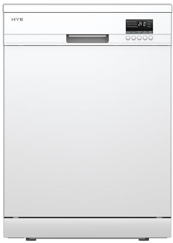HYE White 60cm Freestanding Dishwasher, 13 Place Settings, 5 Wash Programs, Quiet 47dB Operation & Eco Water Saving Mode – DW0113PW13