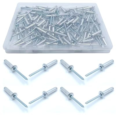 60 rivetti ciechi in alluminio 4,8 x 18 mm, grande flangia rivetti pop, rivetti in alluminio per veicoli a motore, mobili, attrezzature meccaniche (argento)