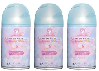 SPSIL Spray Ambientador para Casa y Baño Flor De Cerezo 250mlX3 - Fragancia Larga Duración 60 Días,Elimina Malos Olores,con Extractos Naturales,para Difusor Automático o Uso Manual