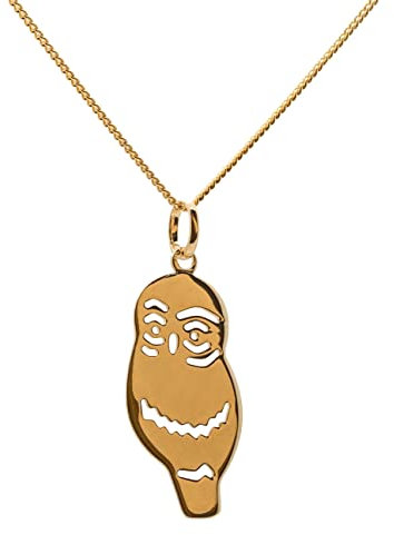 Eulen-Anhänger, vergoldet mit 18 Karat, Kette 45 cm und Schatulle, Ohne Stein