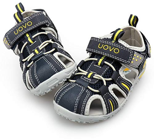 UOVO Sandales Garçon avec Semelle Souple Antidérapante Sandales de Plein Air Respirantes à Boucle Clip Bout Renforcé pour Enfants 28 Chaussures Été Confortables et Durable