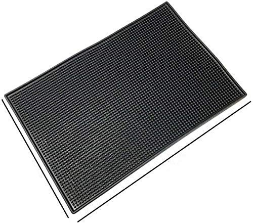 ausuky - Alfombrilla de Goma para Barra de Bar Grande con Bandeja de Goteo de Cristal para Cerveza y Bebidas, Base para Pubs, Clubes, Barras y Accesorios, Negro, 30 * 45cm