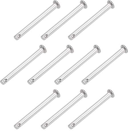 sourcing map 10 Stück Steckbolzen Einloch Gabelbolzen Scharnier Stift 4mm X 40mm Splintstift Flacher Kopf 304 Edelstahl