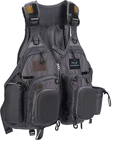 BASSDASH Fly Fishing Vest Multi Pocket Waistcoat Adjustable Size Gifts for Men Women