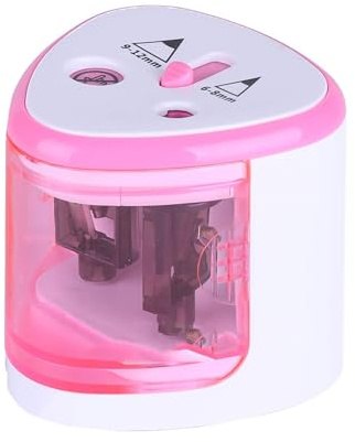 newrong Automatisierung Bleistiftspitzer mit Zwei Loch Akku Spitzer Geeignet für Verschiedene Stifte Elektrischer Bleistiftspitzer Rosa