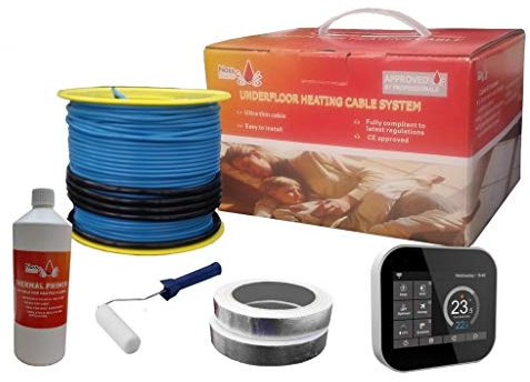 Nassboards Electric Underfloor Heating Cable System 150w – Smart WiFi Thermostat & Cable for Under Tiles & Laminate in Conservatory, Bathroom, Safe Insulation – includes Installation Kit