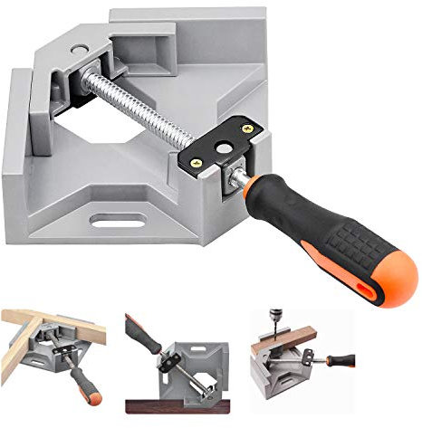 KARAA Gehrungszwinge 90 Grad Winkelspanner Eckschraubzwinge Rechtwinklig Klemme Einzelgriff Rechtwinkel Aluminiumlegierung für Holzbearbeiten Engineering Schweißen Schreinerei Fotorahmen