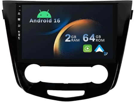 YUNTX Android 14 2 Din Radio con navigazione per Nissan X-Trail Qashqai 2014-2018: [Integrato CarPlay/Android Auto/DSP/GPS]-IPS 2.5D 10.1”Touch screen-DAB/Bluetooth 5.0/Controllo del volante/USB/WiFi