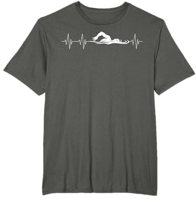 Nadar Deporte Acuático Latido Del Corazón Natación Nadador Camiseta