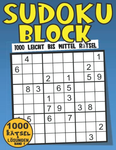 Sudoku Block Leicht Bis Mittel: Sudoku Block Mit 1000 Rätseln - Leicht Bis Mittel Rätseln Für Erwachsene Und Senioren Mit Lösungen