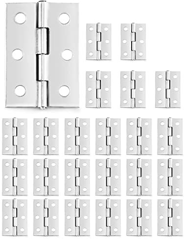 QWORK® 24 Pcs Butt Hinges 1.73/44 mm Door Hinges Stainless Steel Ball Bearing Hinges Thickened Inner Door Hinges with Screws for Home Door, Window, Storage Box Repair
