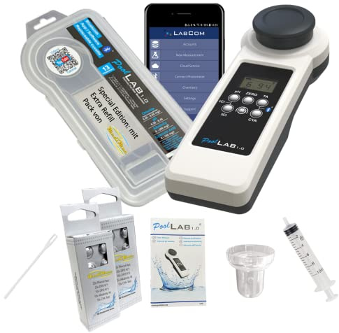 PoolLab 1.0 - 13-i-1 fotometer med 70 tabletter, specialversion för MediMuc, med ett extra paket med tabletter