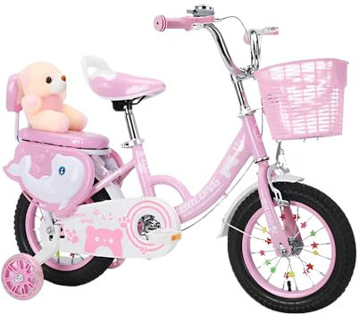 Touch of Venetian 12-Zoll 14-Zoll 16-Zoll Mädchen-Kinderfahrrad mit Stützrädern Kinderfahrrad für Mädchen im Alter von 3 bis 9 Jahren Rosa (12 Zoll)