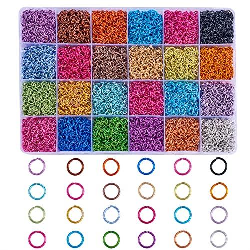 WEWAYSMILE 2040pcs 24 colores 10mm Alambre de Aluminio Anillos de Salto Abiertos, Coloridos Anillos de Salto Conjunto de Bricolaje, para Joyería Collares Pulseras Colgantes Manualidades