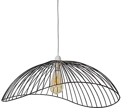 MiniSun | Wavy Wire Design Ceiling Light Shade in a Black Metal Finish | Pendant Lights, Home Décor & Improvement Essential | Includes 4W Bulb [2700K Warm White] | 31cm Shade Width