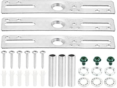 PATIKIL 4 Soffitto Luce Piastra Kit 3pz Luce Barra Trasversale Montaggio Supporto Lampada Universale Attacco Set Accessori per Lampadario Muro Luce Argento