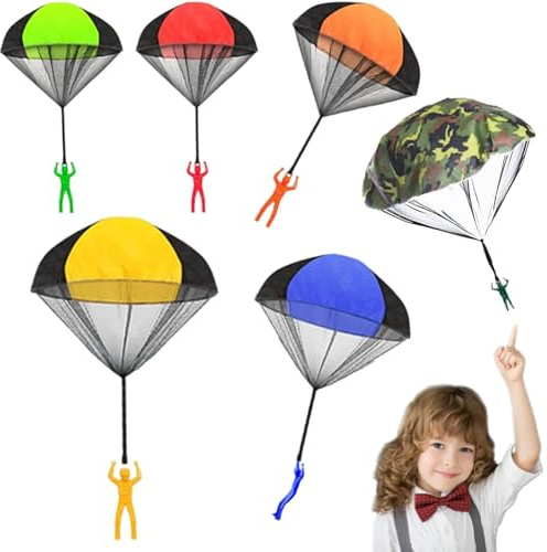 6 juguetes paracaidistas, paracaidistas, juegos de cumpleaños infantiles, perfectos para diversión al aire libre, fiestas de cumpleaños infantiles y bolsas de regalo, entusiasman a los niños con