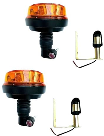MelTruck® 2x LED Rundumleuchte 4 Blitzmuster Warnleuchte 12V 24V E9 für LKW PKW Traktor (Aufsteckrohr U)