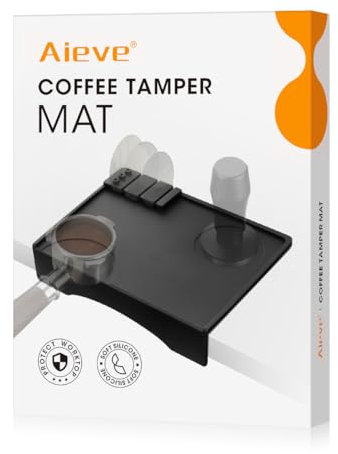 Aieve Upgraded Coffee Tamper Mat, Non Slip Silicone Espresso Tamping Mat 19.5 x 14.5 cm with Corner Edge for Coffee Station, Kitchen, Bar