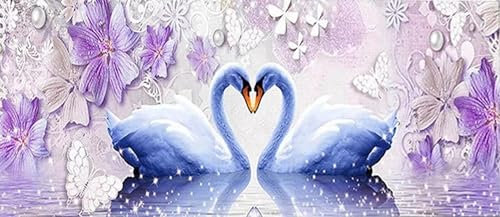 5D DIY Diamond Painting, Schwan Diamond Painting XXL Erwachsene Groß 100x233cm, Diamond Art Liebe Diamant Painting Bilder Kinder Anfänger, Dimondpaintin Crystal Arts, Geschenke für Frauen, Wand Deko