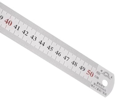 Kozelo Edelstahl-Lineal - [50cm/20 Zoll x 1/28 Zoll x 1-1/7 Zoll] Doppelseitiges Messwerkzeug mit gerader Kante für den Einsatz in der Architektur | Silberton