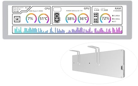 Waveshare 8.8inch USB Monitor 1920x480 Pixel AIO LCD Screen PC Case Secondary Screen Desktop RGB Ambient Screen IPS Panel With Music Spectrum Analysis Function Type-C Interface CNC Metal Case, Silver
