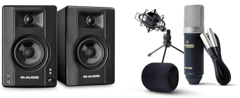 M-Audio BX3BT 3.5 Studio Monitors & PC Speakers with Bluetooth for Recording and Multimedia & Marantz Professional MPM-1000 - Studio Recording Condenser XLR Microphone