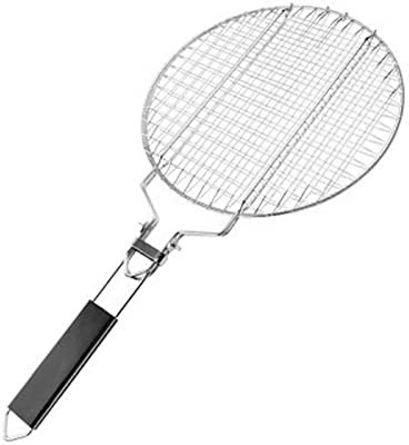 Round Portable BBQ Grill Basket, Folding Fish Grilling Basket with Removable Secure Locking Handle, Strong Durable, BBQ Grill Rack for Fish Vegetables Shrimp Sausages