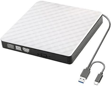 MZZYG Lecteur DVD Lecteur De CD Externe Mince DVD RW Lecteur De Graveur USB 3.0 Enregistreur De Transfert De Données À Grande Vitesse for Ordinateur Portable PC De Bureau(White)
