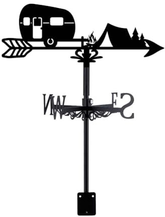 SUPERDANT Campfire Weather Vane Forest Cabin Weathervane Black Metal Weathercock Trucks Wind Vanes Garden Farmhouse Decorative Wind Direction for Outdoor Roof Yard Barn Sheds Decoration