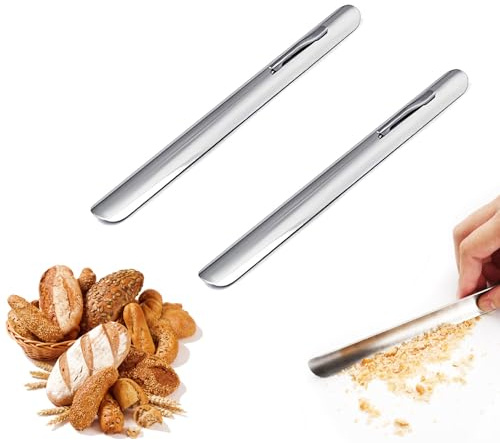 2 pcs spazzola raccogli briciole da tavolo Paletta raccogli briciole in acciaio inox,con bordo curvo e flessibile,Attrezzo per pulire briciole da tovaglia in ristorante e casa,Pratico strumento
