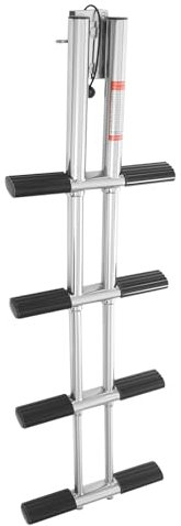 Escalera telescópica plegable de acero inoxidable con cuerda de almacenamiento, escalera extensible con soporte para cojín, escalera portátil multifunción, 408 kg de capacidad de carga