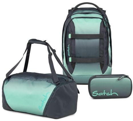 Satch Pack Schulrucksack Set 3tlg. inkl. Schlamperbox und Sporttasche (Gradient Mint)